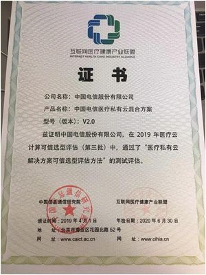 專業為先，卓越認證 中國電信醫療云獲行業殊榮